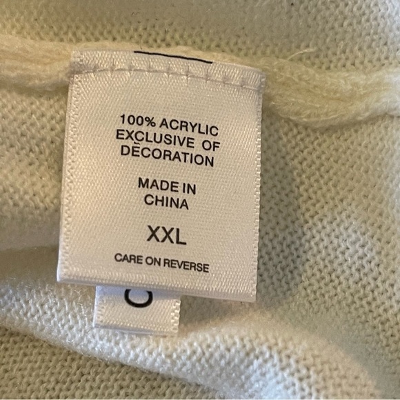 NWT New York & Co Cream Cold Shoulder Sweater v-neck silver sequin size XXL - Picture 9 of 11